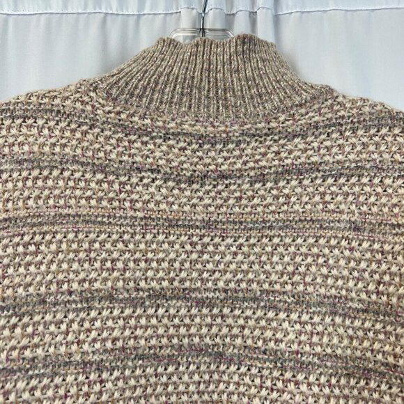 Loft Mock Neck Pink/Multi Knit Sweater Long Sleeve Size Small Fringe - Picture 6 of 9